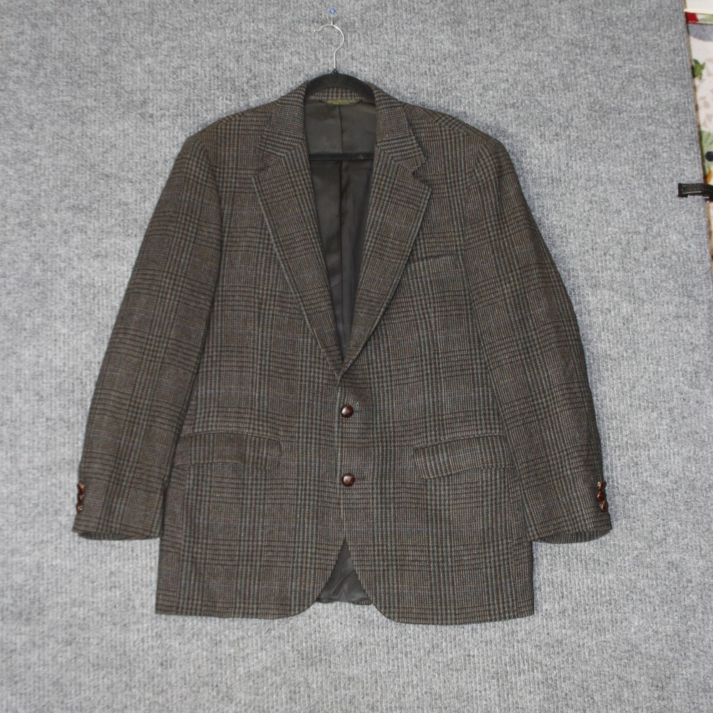 Vintage Charles Street Collection Blazer Mens XL Brown‎ Plaid Wool Sport Coat